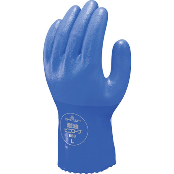 【CAINZ-DASH】ショーワグローブ 塩化ビニール手袋　まとめ買い　簡易包装耐油ビニロ－ブ１Ｐｋ（袋）＝１０双入　ブルー　Ｌサイズ NO650-L10P【別送品】