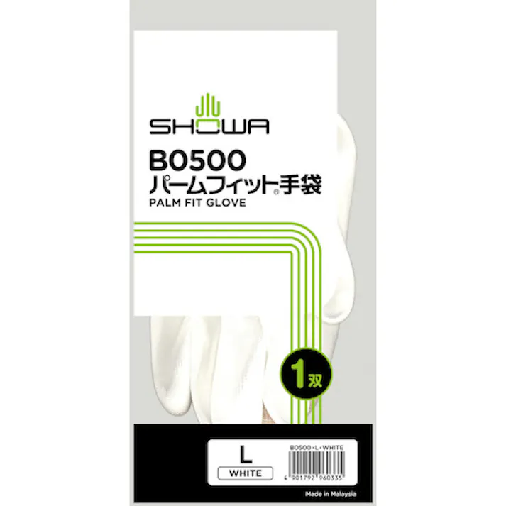【CAINZ-DASH】ショーワグローブ ウレタン背抜き手袋 B0500 パームフィット手袋 ホワイト Lサイズ B0500-L【別送品】