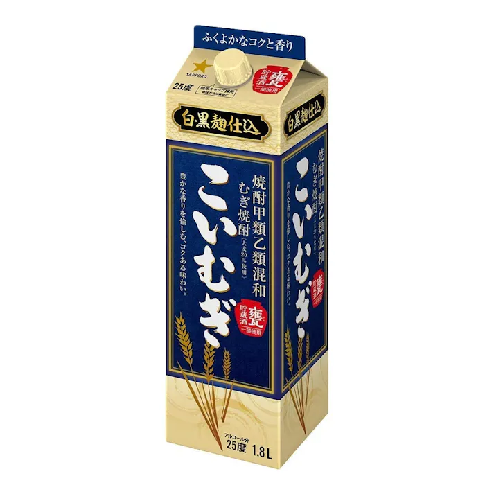サッポロ 焼酎甲類乙類混和麦焼酎 こいむぎ 25度 紙パック 1800ml【別送品】
