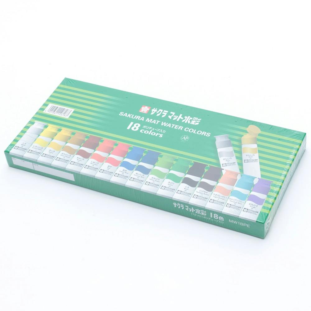 サクラ マット水彩 ポリチューブ 18色 12ml 画材 サクラ マット水彩 ポリチューブ 18色 12ml 画材