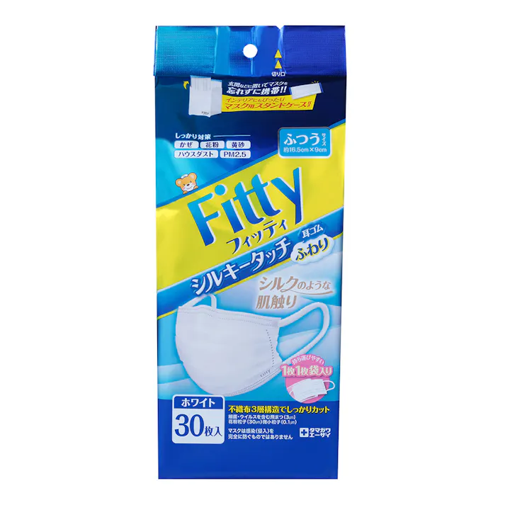 玉川衛材 フィッティ シルキータッチ 耳ゴムふわり ふつう 30枚