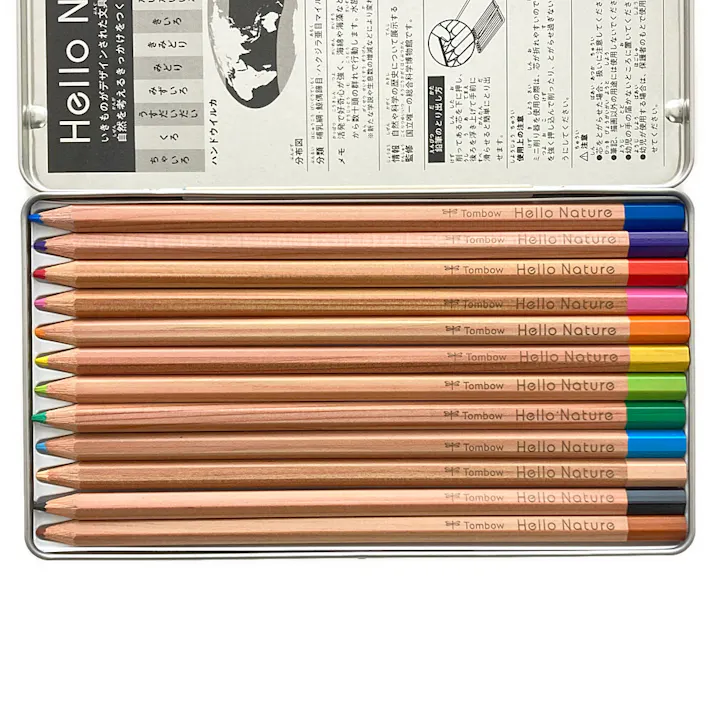トンボ鉛筆 缶入色鉛筆 ハローネイチャー イルカ 12色