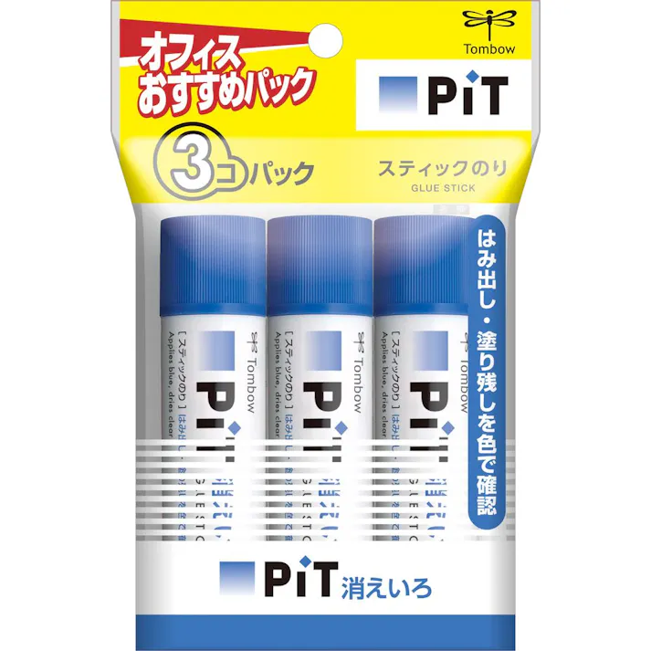 トンボ スティック糊 消えいろピットN 3個入り