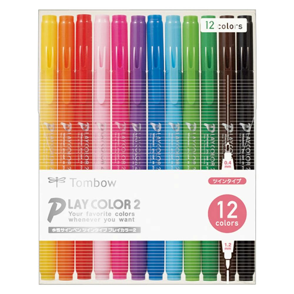 トンボ鉛筆 水性サインペン プレイカラー2 12色 | 文房具・事務用品