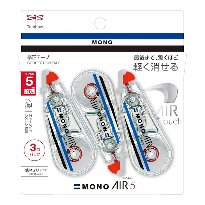 トンボ鉛筆 修正テープ モノエアー 5mm 3個パック
