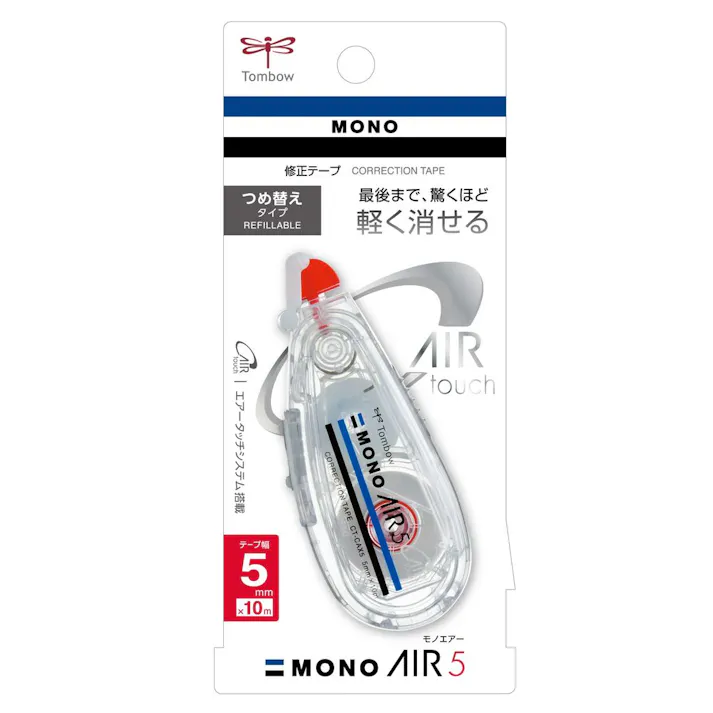 トンボ 修正テープ モノエアー つめ替え式 5mm クリア・レッド