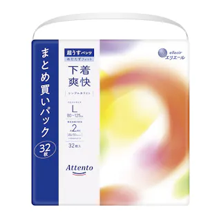 アテント 超うすパンツ 下着爽快 シンプルホワイト L まとめ買いパック 32枚