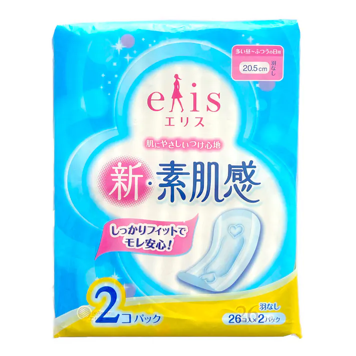 エリエール エリス 新・素肌感(多い昼~ふつうの日用)羽なし 20.5cm 26個×2パック