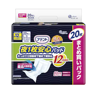 アテント 夜1枚安心パッド たっぷり12回吸収で朝まで超安心 約12回吸収 20枚 医療費控除対象商品