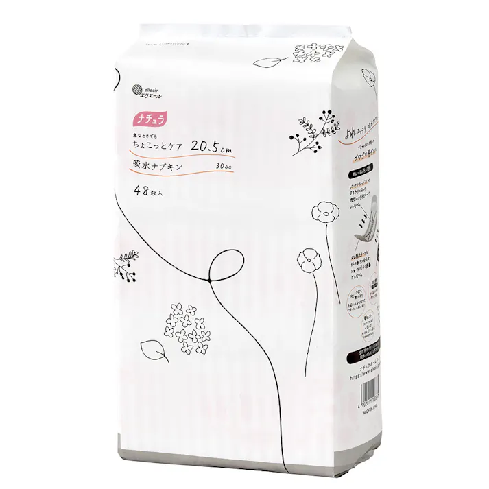 大王製紙 エリエール ナチュラ さら肌さらり よれスッキリ吸水ナプキン 20.5cm 30cc 限定デザイン 48枚