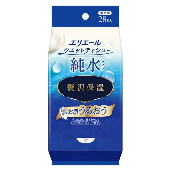大王製紙 エリエール ウエットティシュー 純水タイプ 贅沢保湿 携帯用28枚