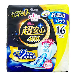 エリス 朝まで超安心 400 (特に心配な夜用)羽つき 40cm 16コ入