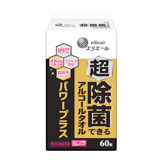 エリエール 超 除菌できるアルコールタオル パワープラス ボトル 詰替 60枚