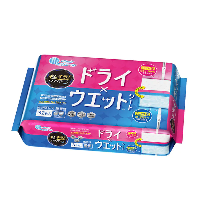 キレキラワイパー ドライウェットシート 32枚