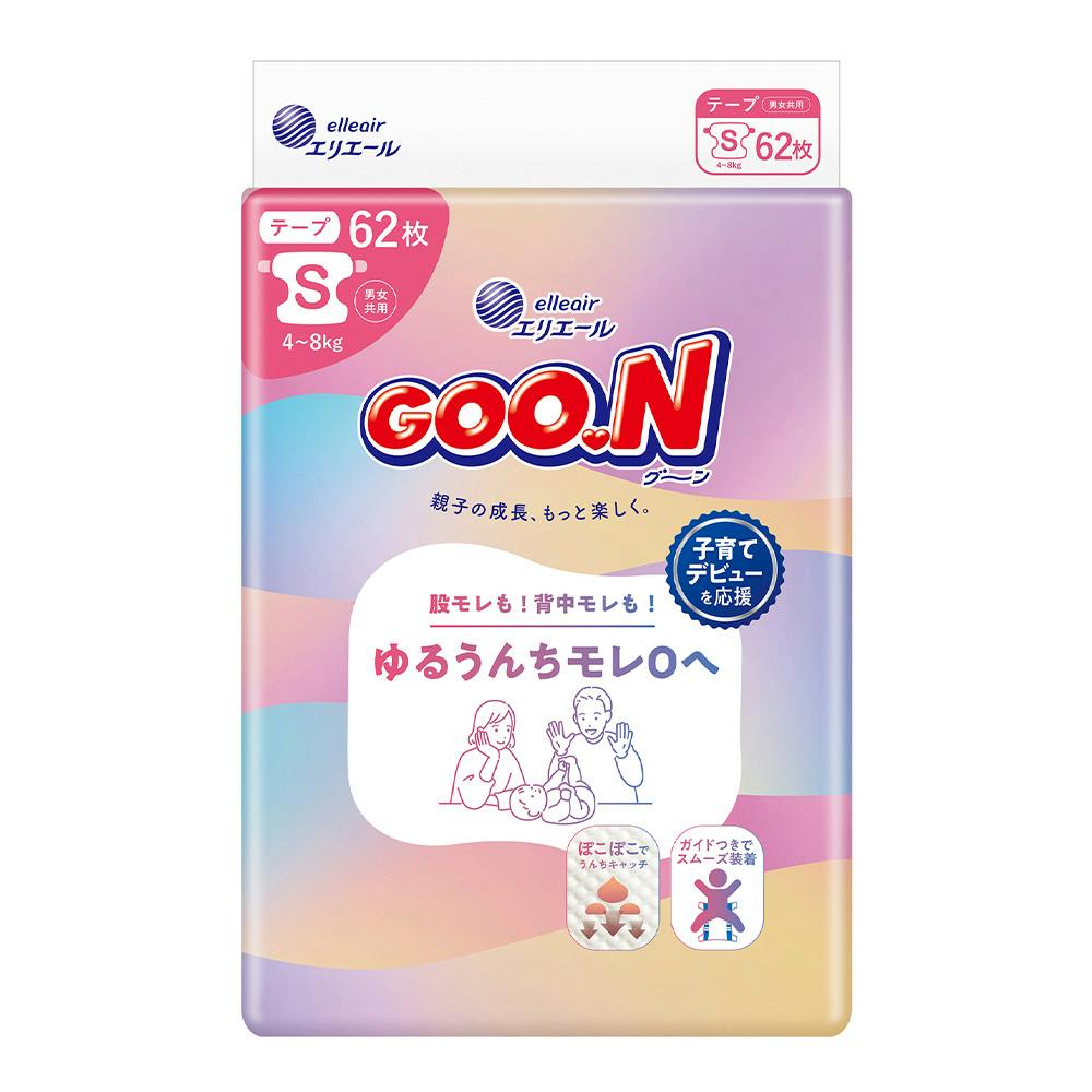グーン ゆるうんちモレ0へ テープ Sサイズ(4～8kg) 62枚
