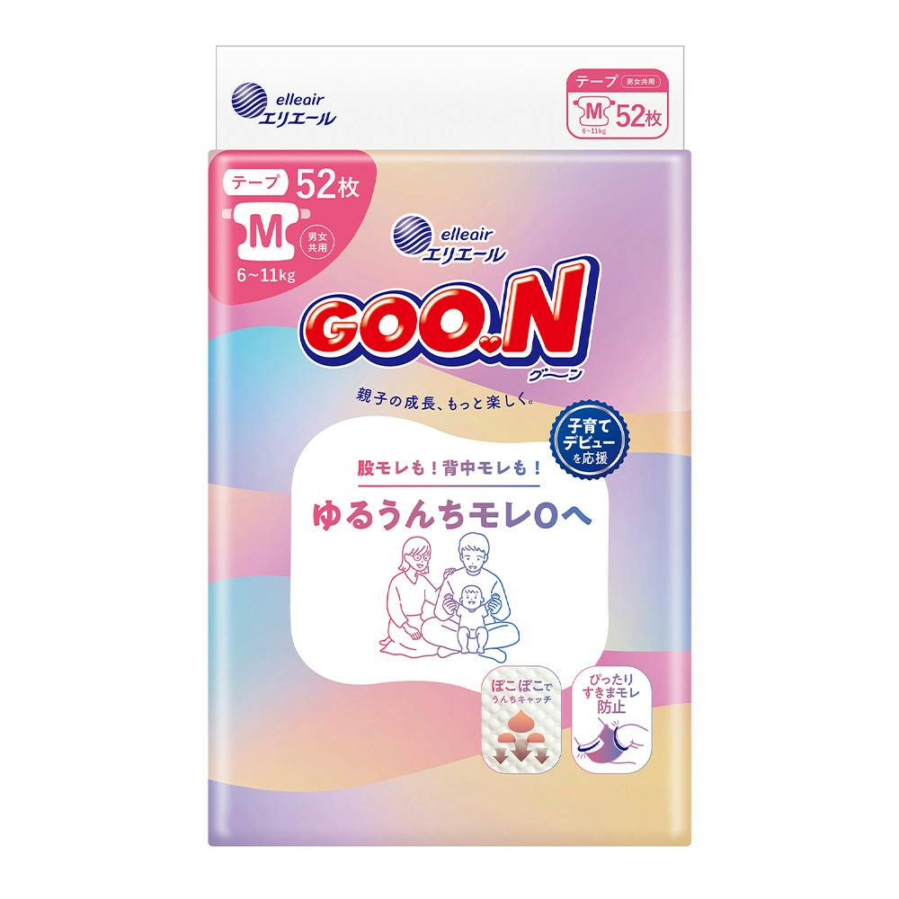 グーン ゆるうんちモレ0へ テープ Mサイズ(6～11kg) 52枚