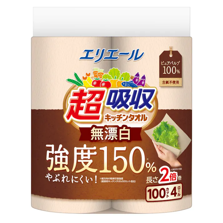 エリエール 超吸収 無漂白 100カット×4ロール