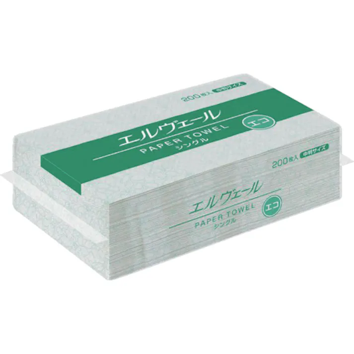 【CAINZ-DASH】EBS エルヴェール ペーパータオル エコ シングル200枚中判 21000694【別送品】