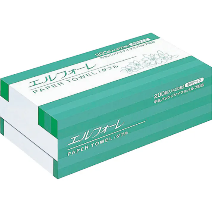 【CAINZ-DASH】EBS エルフォーレ ペーパータオルダブル 200組(中判) 30パック入 623043【別送品】