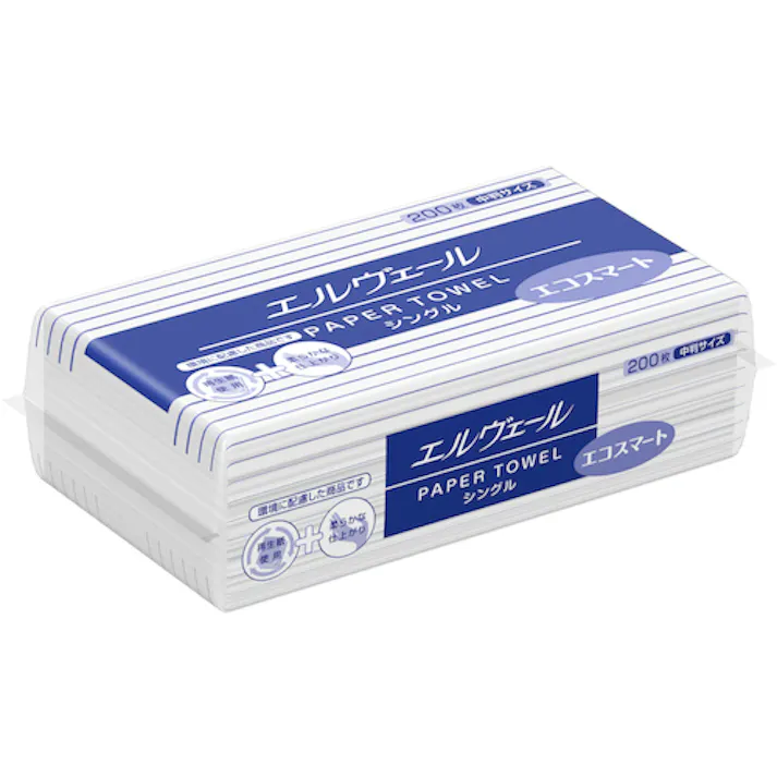 【CAINZ-DASH】EBS エルヴェール ペーパータオル エコスマート200枚中判(703510/21000697) 21000697【別送品】