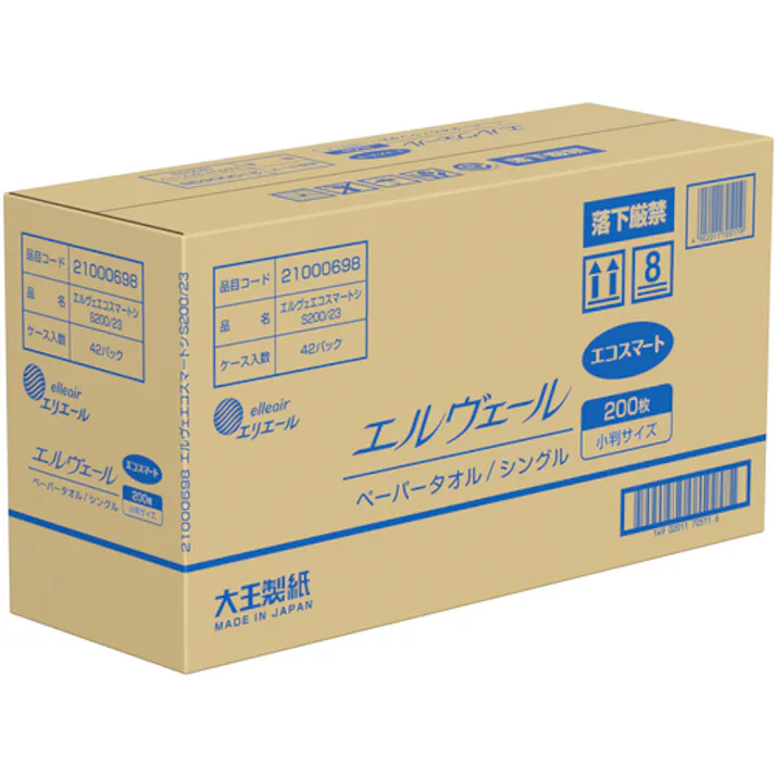 【CAINZ-DASH】EBS エルヴェール ペーパータオル エコスマート200枚小判 21000698【別送品】