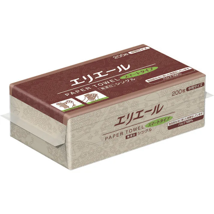 【CAINZ-DASH】EBS ペーパータオルスマートタイプ無漂白シングル200枚中判 703513【別送品】