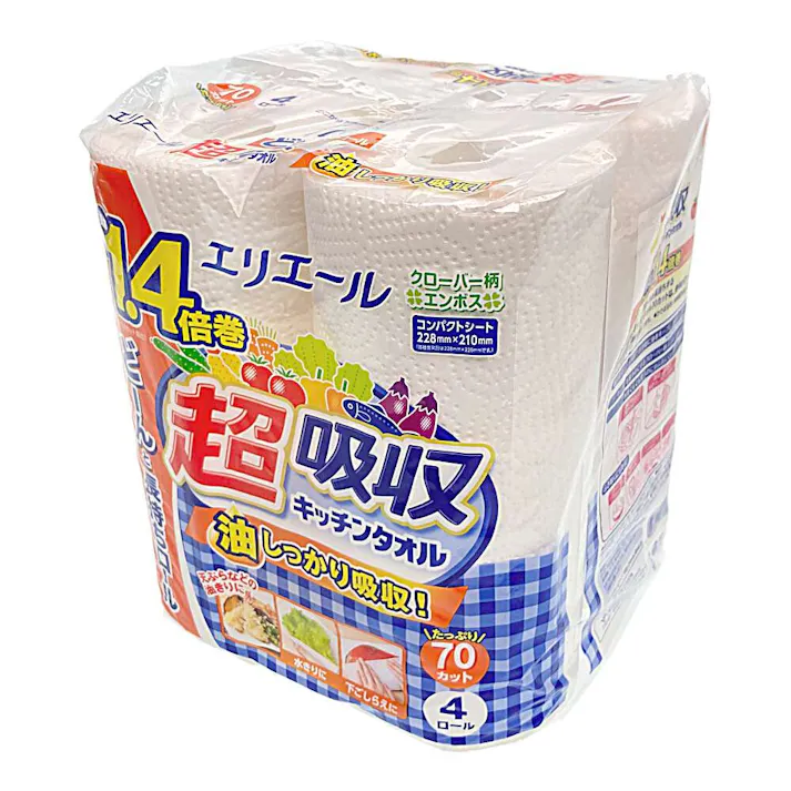 エリエール 超吸収キッチンタオル 70カット×4ロール