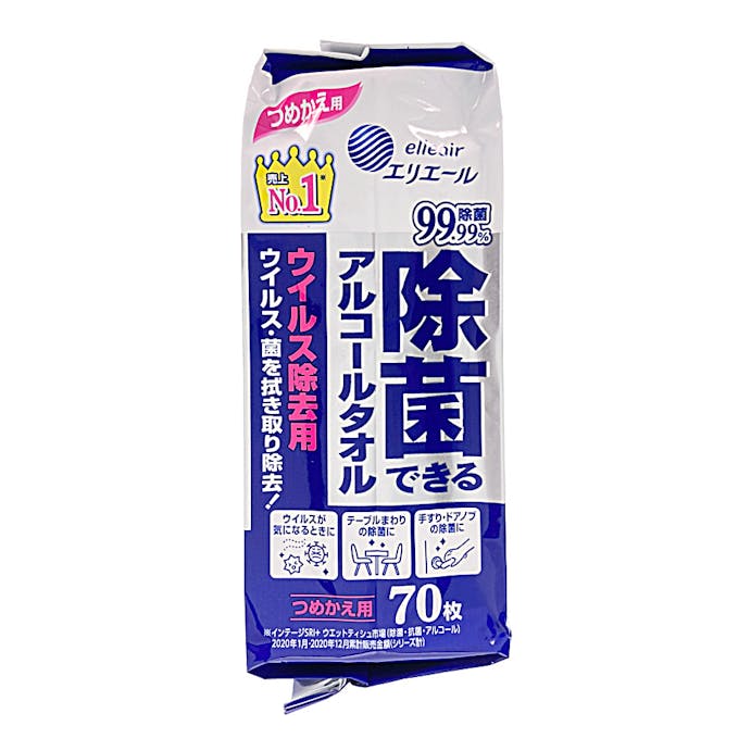 大王製紙 エリエール 除菌できるアルコールタオル ウイルス除去用 つめかえ用 70枚