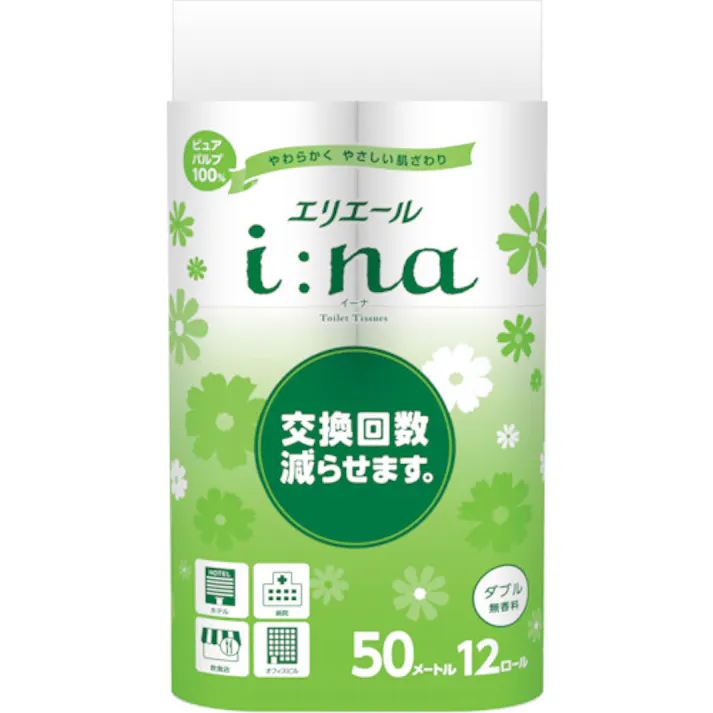 【CAINZ-DASH】EBS i:naトイレットティシュー ダブル50m12R無香料(21000441/21001139) 21001139【別送品】
