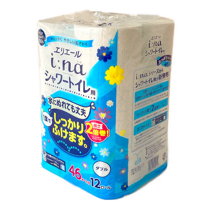 エリエール i:na(イーナ) トイレットティシュー シャワー用2倍巻 12ロール ダブル