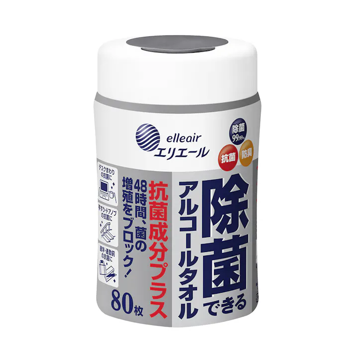 大王製紙 エリエール 除菌できるアルコールタオル 抗菌成分プラス 本体 80枚