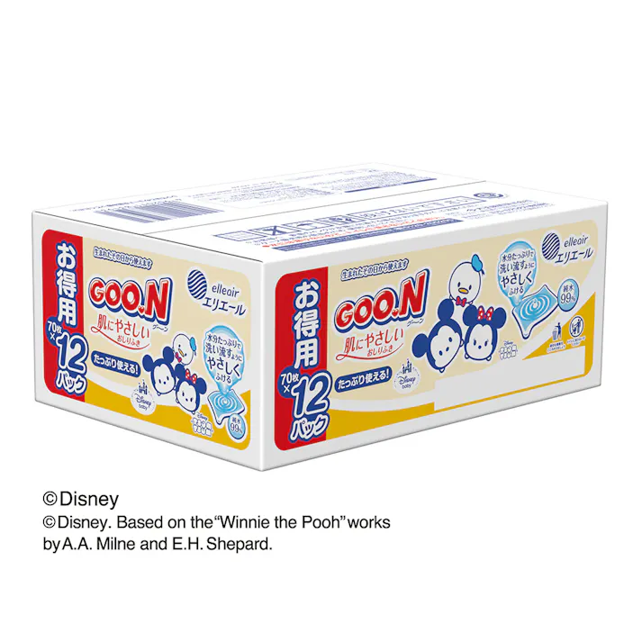 【ケース販売】エリエール グーン 肌にやさしいおしりふき 70枚×12パック