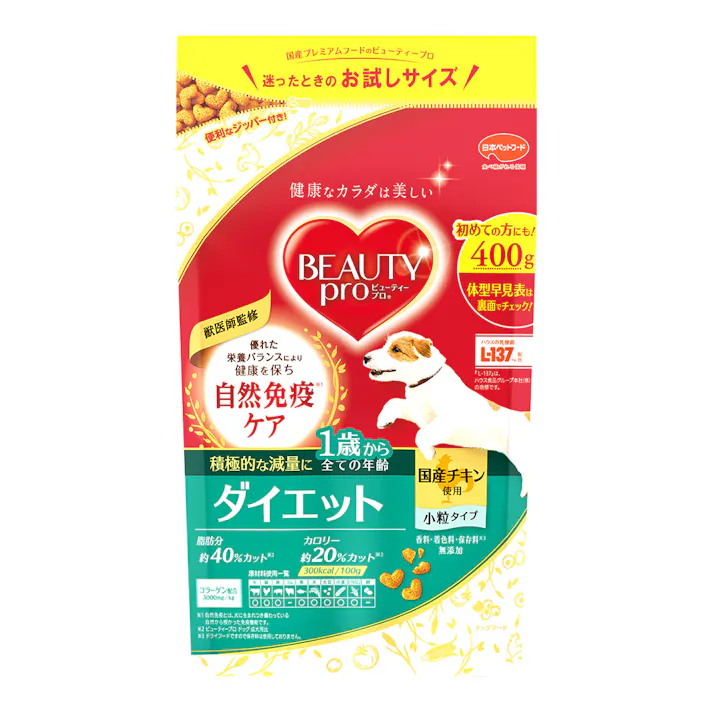 日本ペットフード ビューティープロ ダイエット 1歳から全ての年齢 チキン 小粒 400g