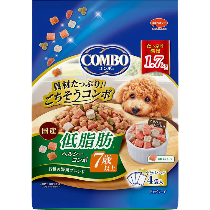 日本ペットフード コンボ 低脂肪 ヘルシーコンボ 7歳以上 8種の野菜ブレンド 1.7kg