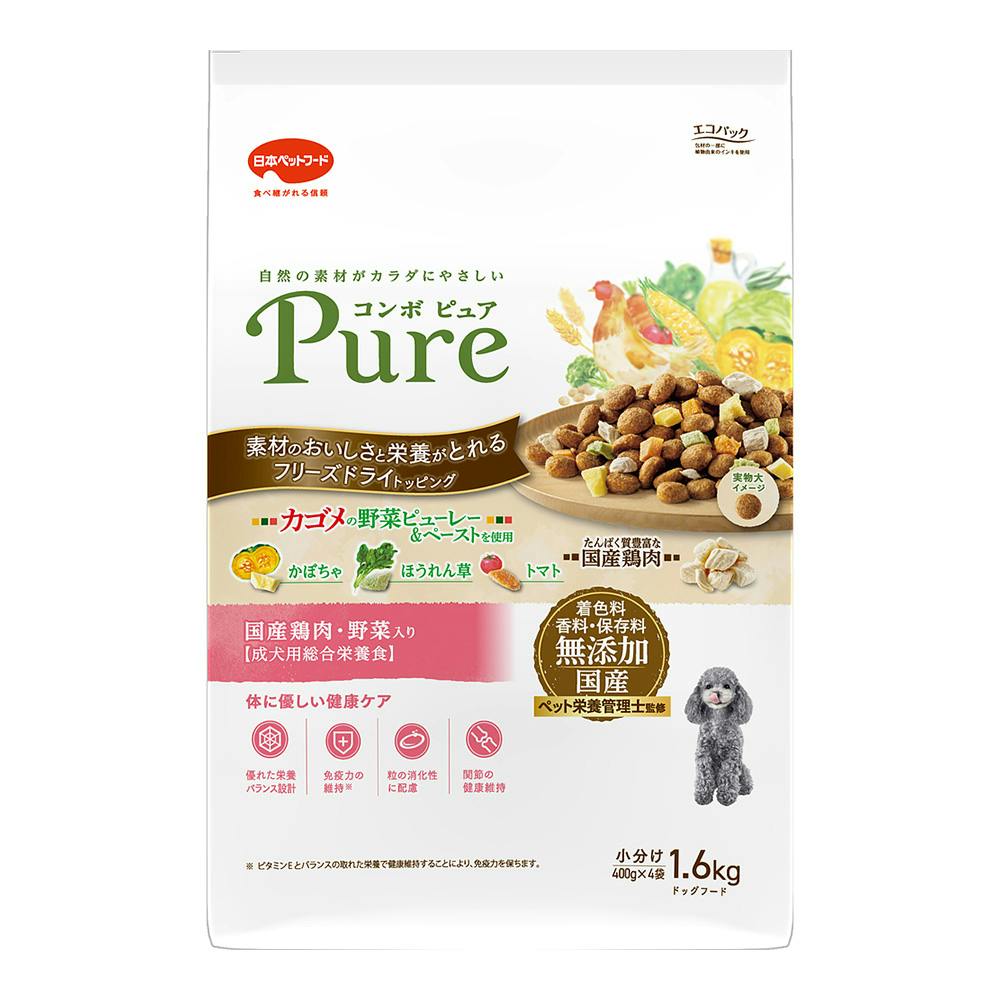 コンボピュアドッグ 鶏肉・野菜入り 1.6Kg 犬用ドライフード コンボピュアドッグ 鶏肉・野菜入り 1.6Kg 犬用ドライフード