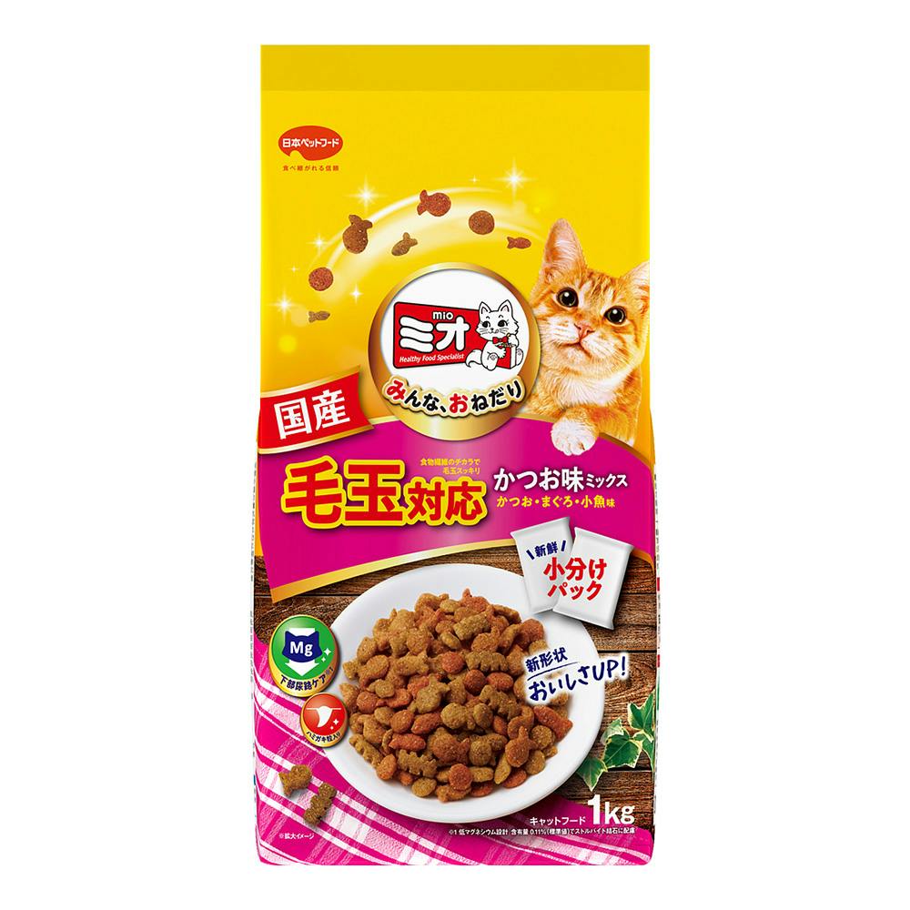 日本ペットフード ミオ 毛玉対応 かつお味ミックス 1kg | ペット用品（猫） 通販 | ホームセンターのカインズ