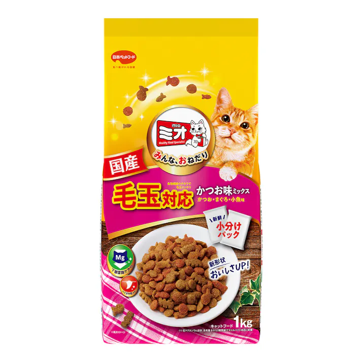 日本ペットフード ミオ 毛玉対応 かつお味ミックス 1kg