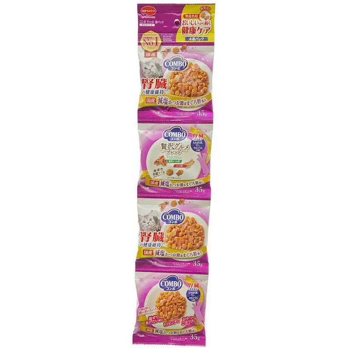 日本ペットフード コンボキャット連パック 腎臓の健康維持 減塩かつお節&まぐろ節添え 35g×4袋