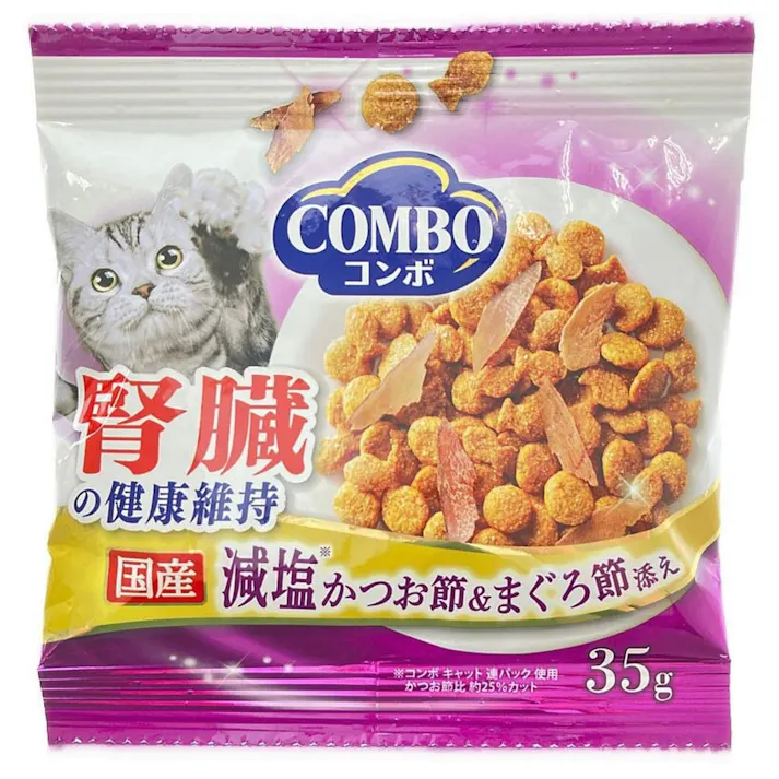 日本ペットフード コンボキャット連パック 腎臓の健康維持 減塩かつお節&まぐろ節添え 35g×4袋