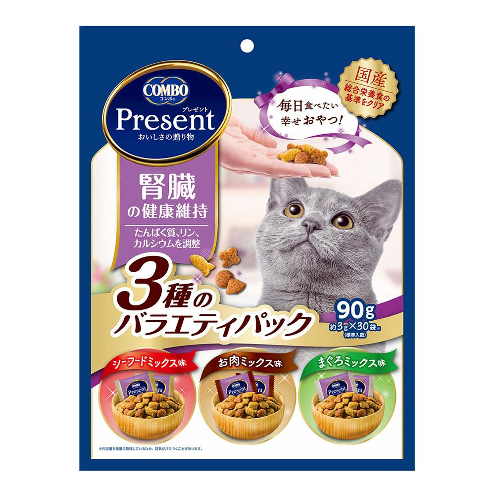 CONBO プレゼントおやつ 3種のバラエティパック 腎臓の健康維持 90g ペースト・ウェットタイプおやつ(猫)