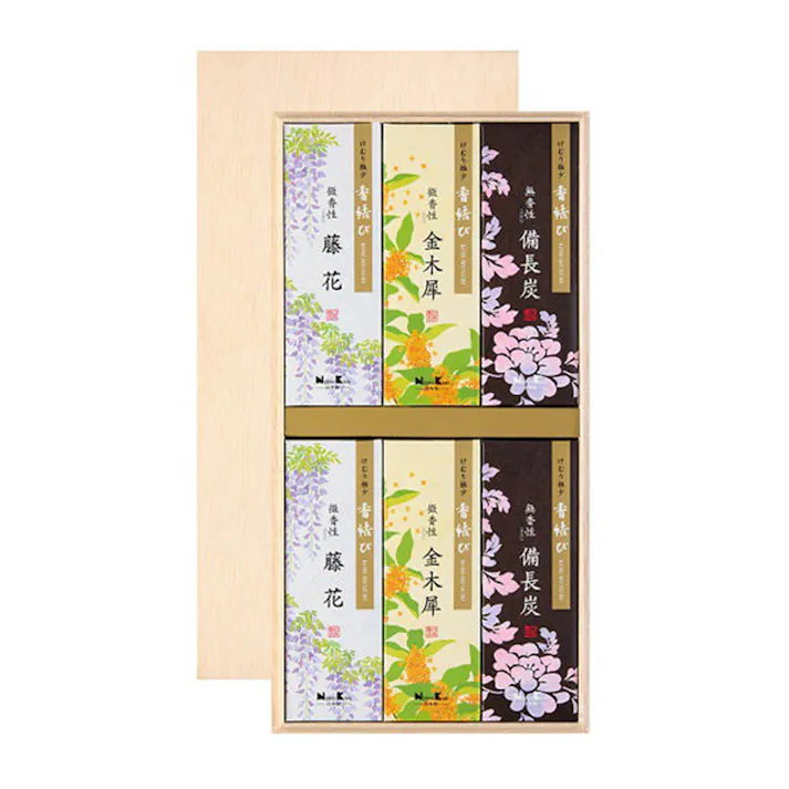 日本香堂 香結び 進物用木箱サック 6入