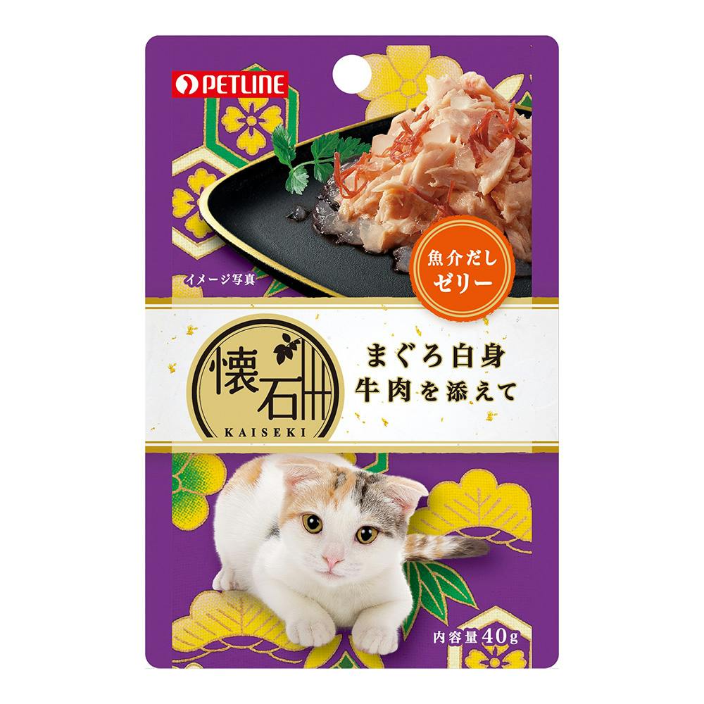 懐石レトルト まぐろ白身 牛肉を添えて 魚介だしゼリー 40g 猫用ウェットフード(パウチ) 懐石レトルト まぐろ白身 牛肉を添えて 魚介だしゼリー 40g 猫用ウェットフード(パウチ)