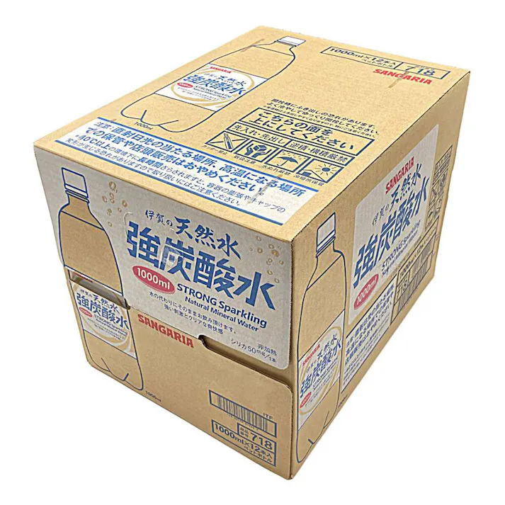 【ケース販売】サンガリア 伊賀の天然水 強炭酸水 1L×12本