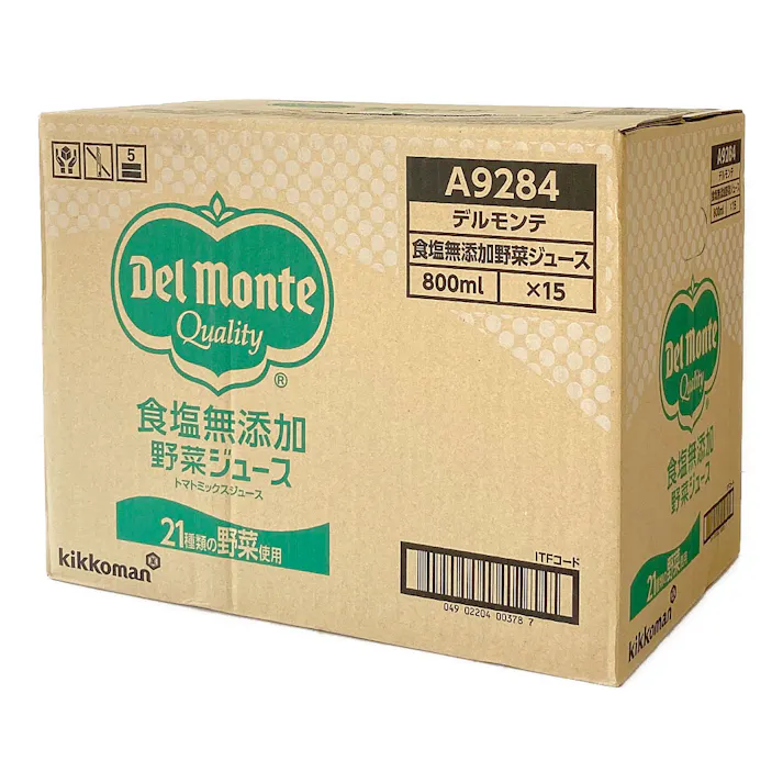 【ケース販売】デルモンテ 食塩無添加野菜ジュース 800ml×15本