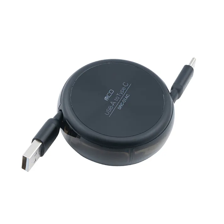 からみにくいコードリールケーブル USB-A to C ブラック SRC-01ACBK