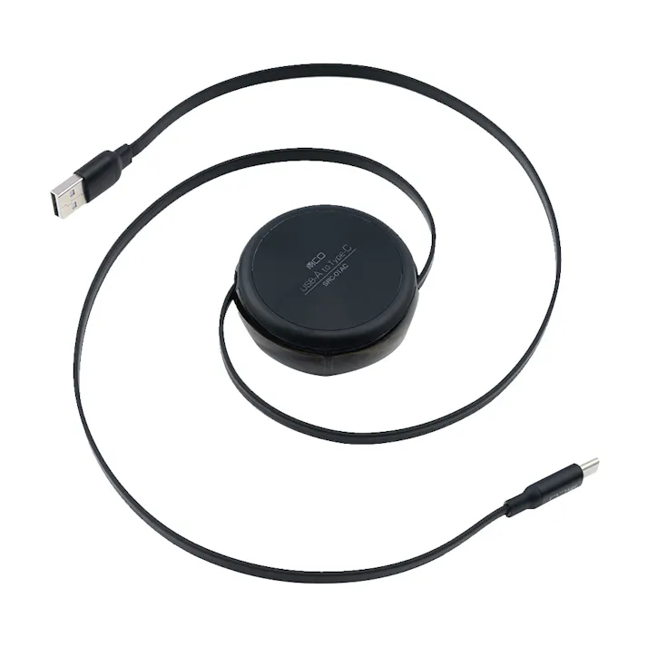 からみにくいコードリールケーブル USB-A to C ブラック SRC-01ACBK