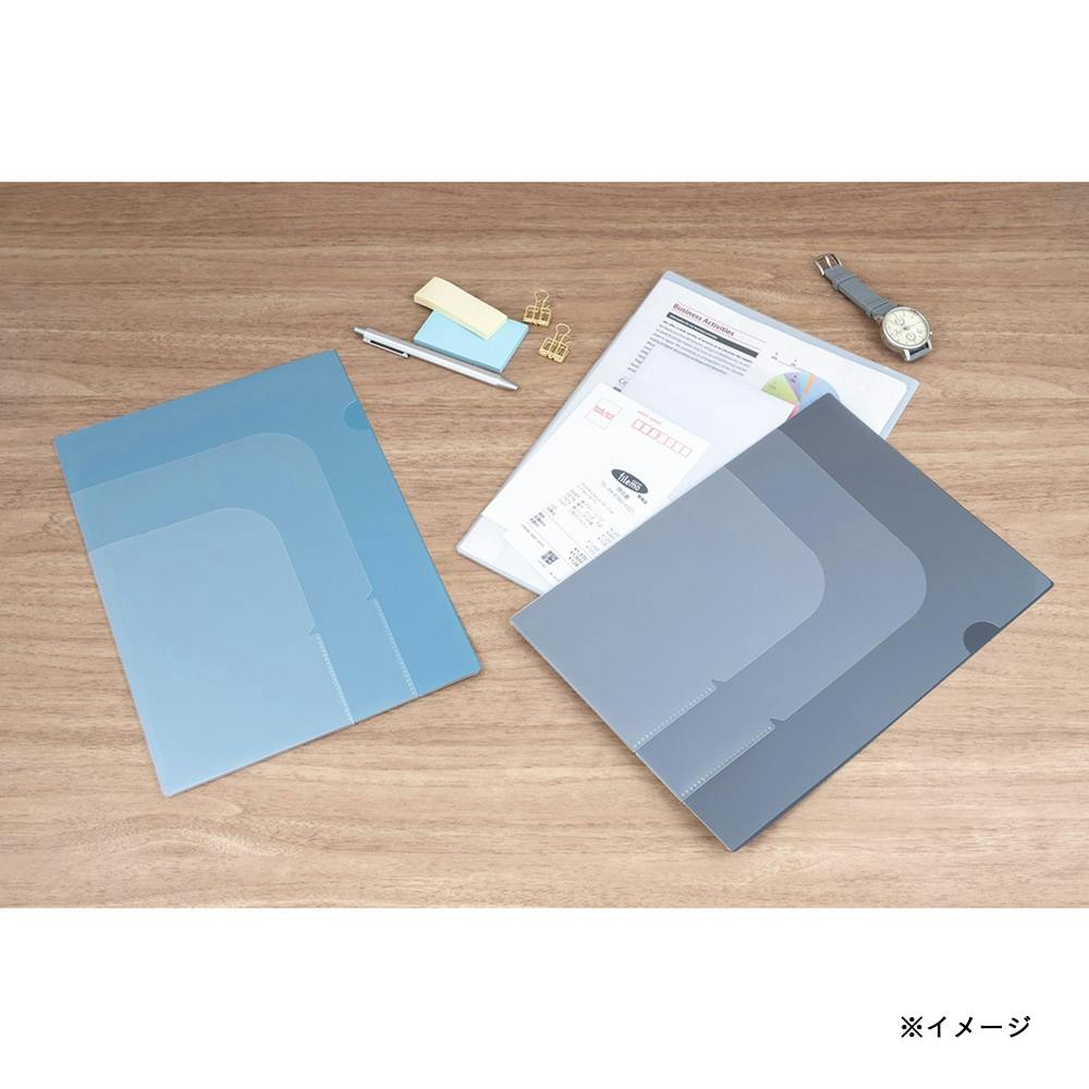 filemo ファイルモ 3ポケットホルダー ブルー | 文房具・事務用品 通販