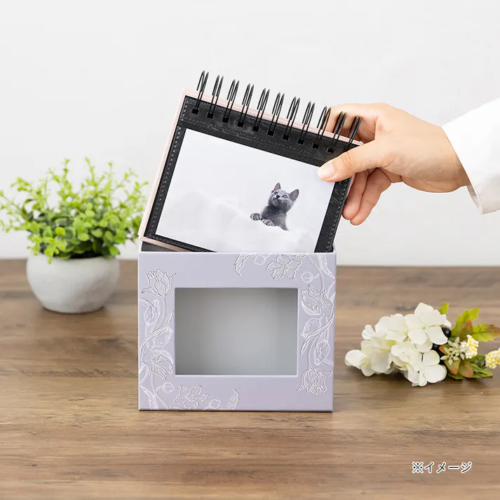 フォトランク フレームケースアルバム L判60枚収納 フラワーバイオレット