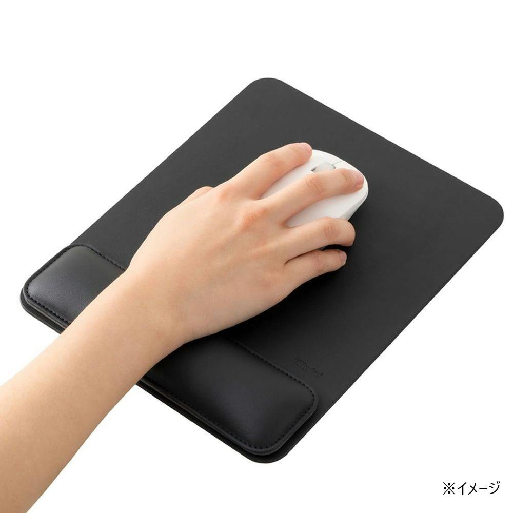 リストレスト付きPUレザーマウスパッド ブラック | 文房具・事務用品