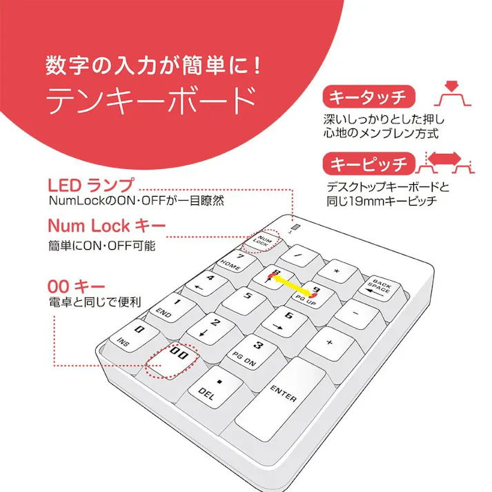 シンプルUSBテンキーボード ブラック